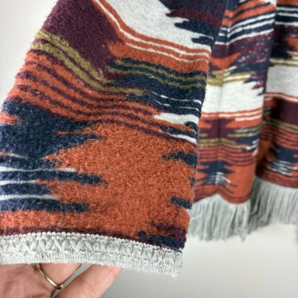 Lucky‎ Brand Women's Open Front Cardigan Sz M /L Boho Aztec Southwestern Fringe